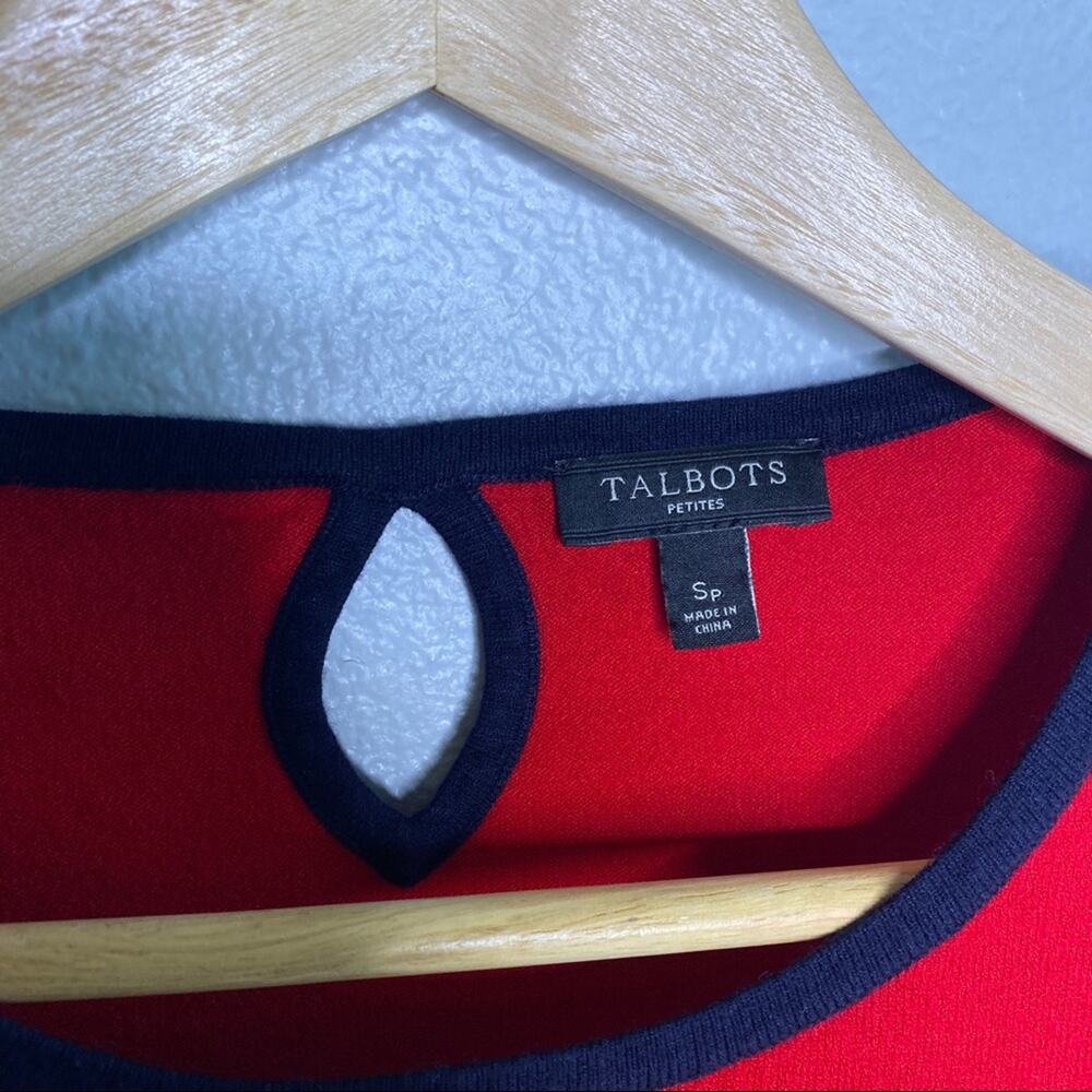 Talbots Red Block Sweater Navy Stripes Small - Picture 3 of 10